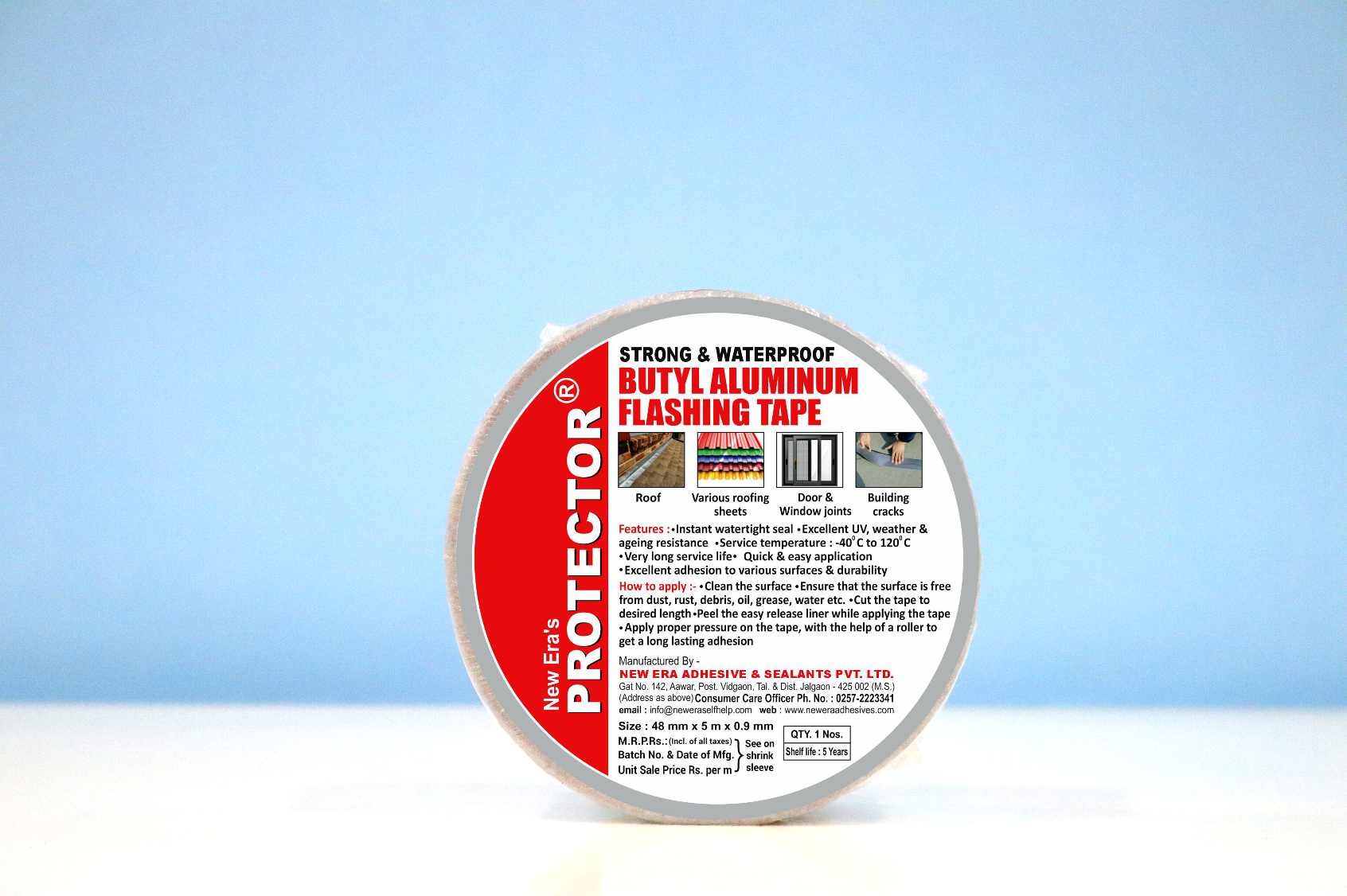 Protector Butyl Aluminum Flashing Tape - 48 mm X 5 m X 0.9 mm