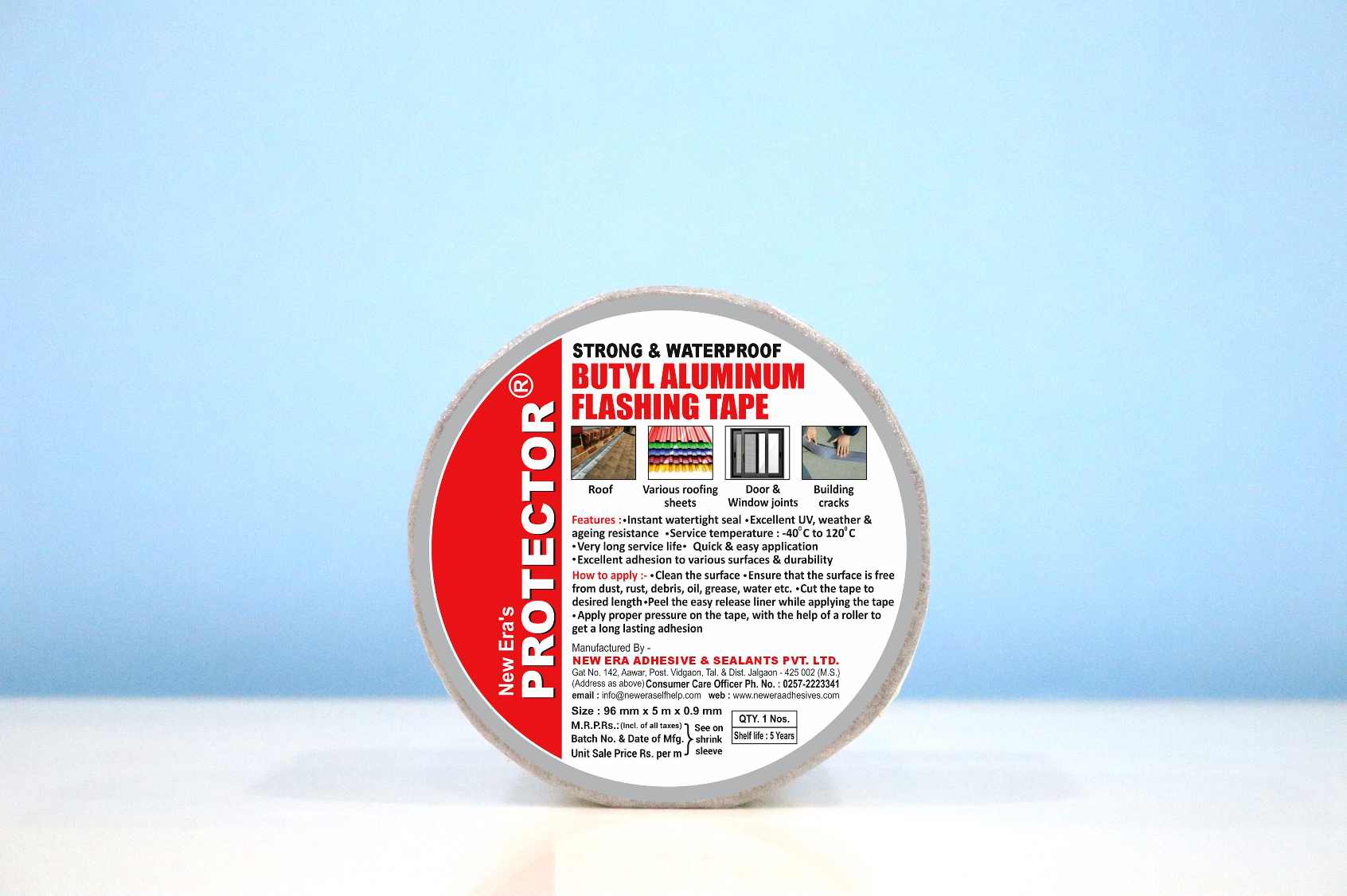 Protector Butyl Aluminum Flashing Tape - 96 mm X 5 m X 0.9 mm