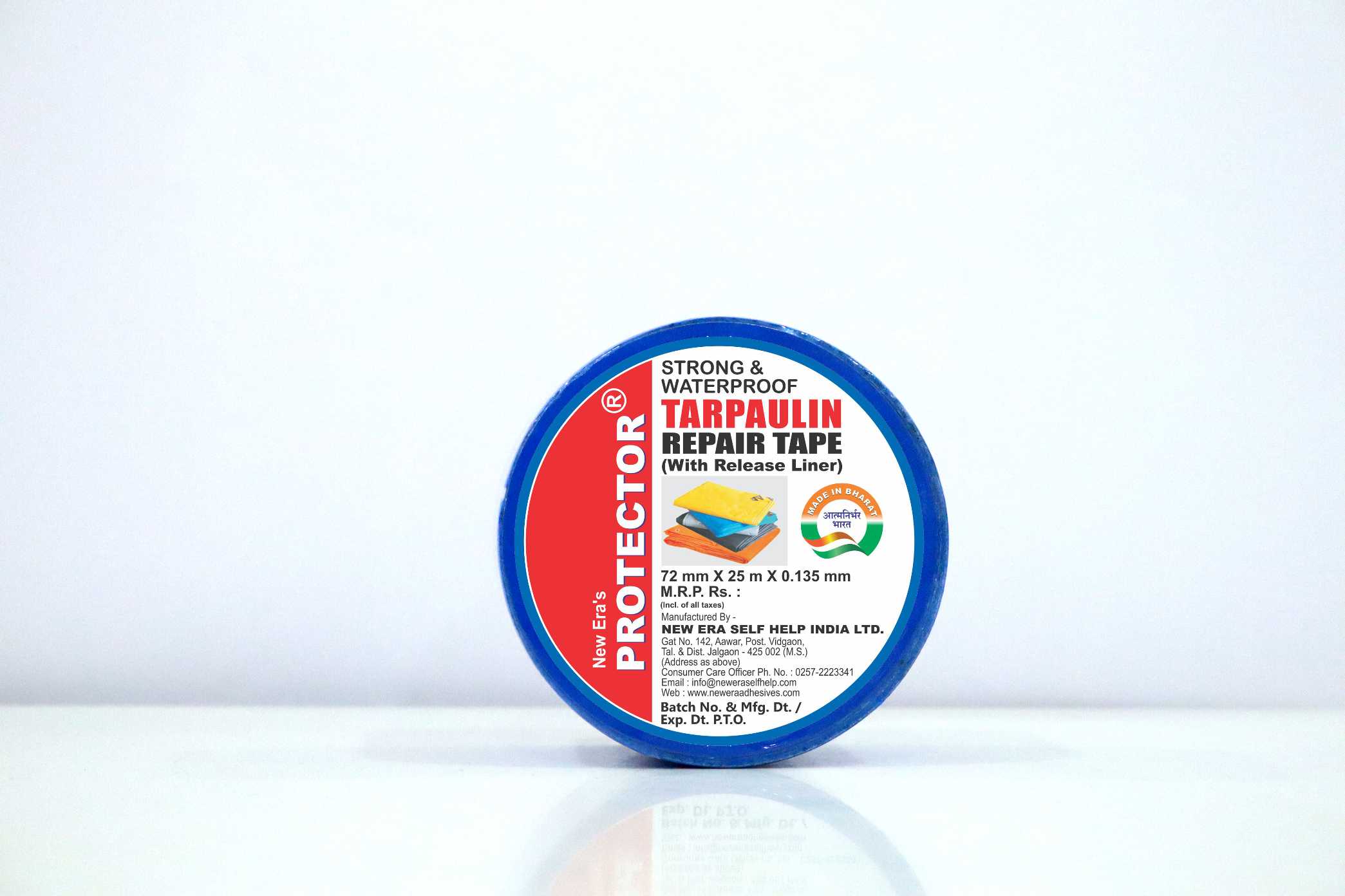 Protector Tarpaulin Repair Tape With Release Liner - 72 mm X 25 mtr X 0.135 mm (BLUE)