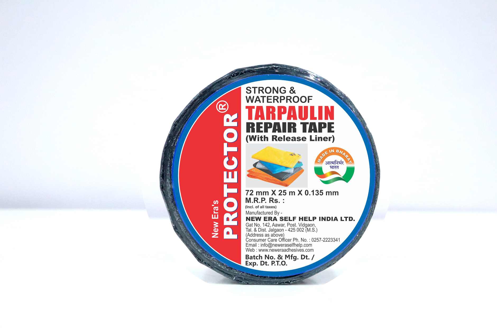 Protector Tarpaulin Repair Tape With Release Liner - 72 mm X 25 mtr X 0.135 mm (BLACK)