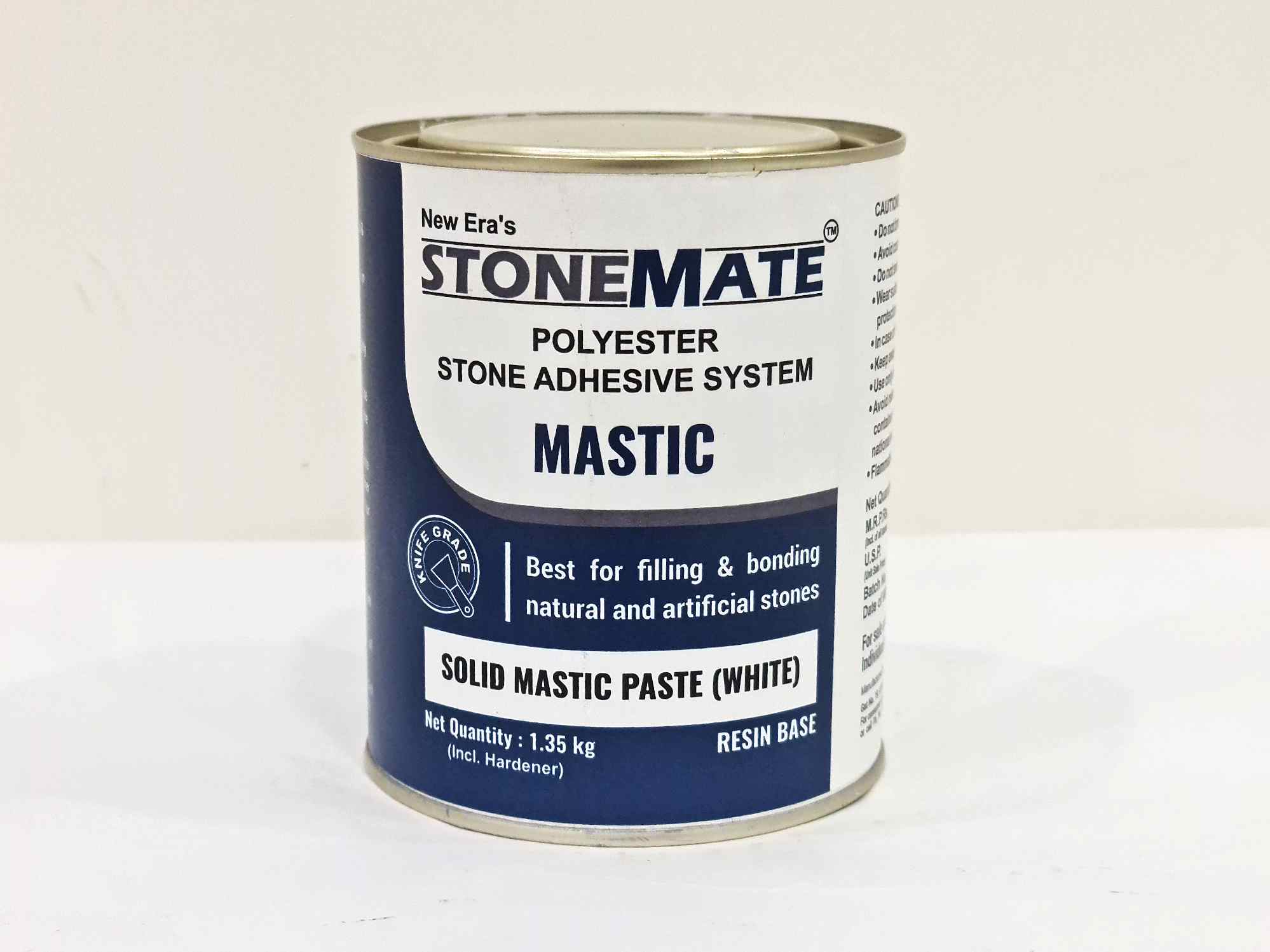 Stonemate Polyester Stone Adhesive System Matic Soft Mastic Paste (White) - 1.5 kg Tin
